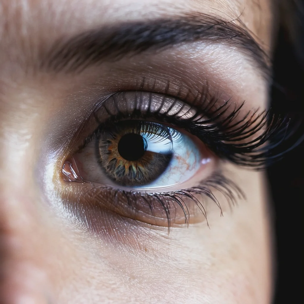 dark shot, high detailed photo of woman eye, perfect eye