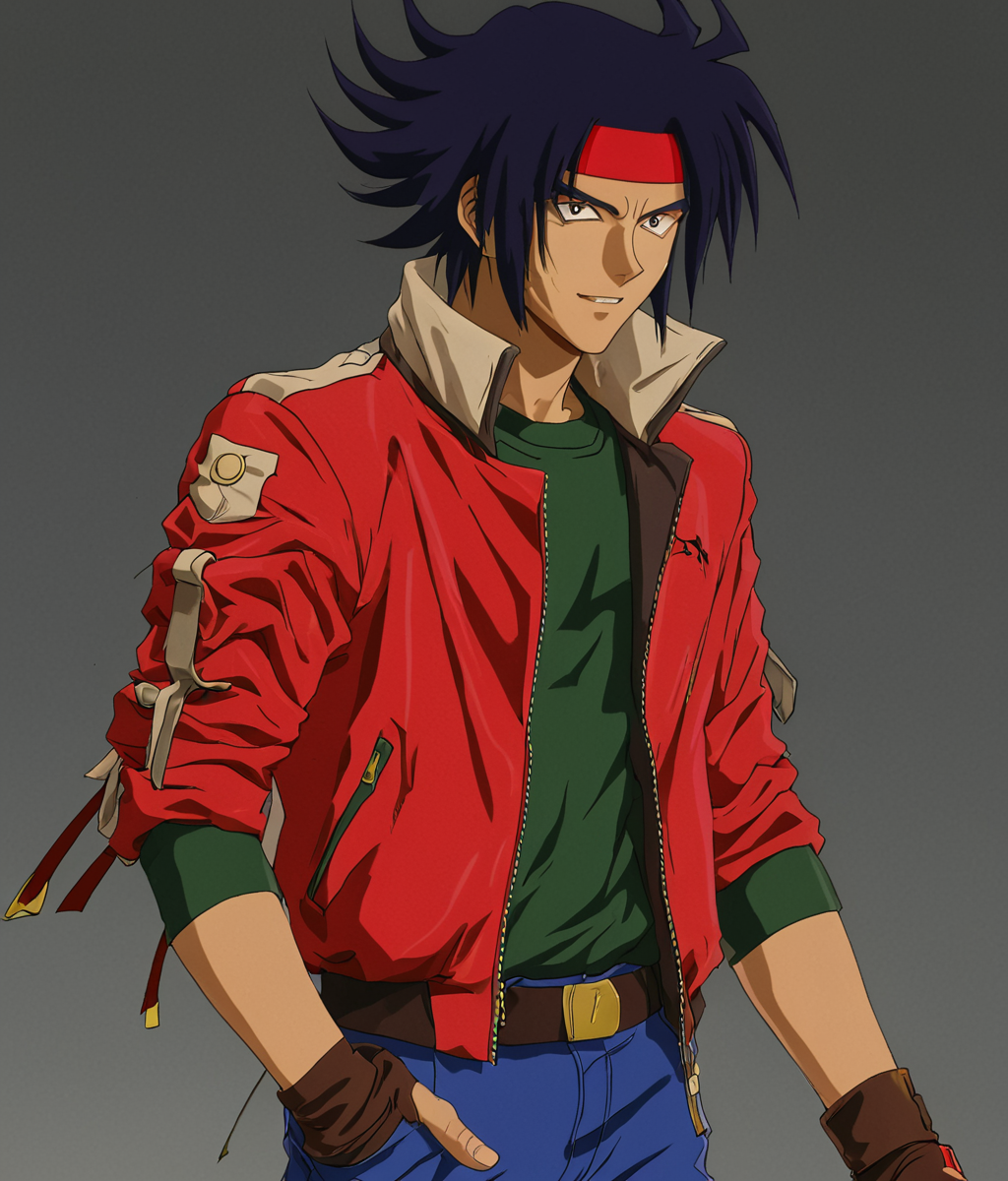 <lora:Domon_Kasshu_from_Mobile_Fighter_G_Gundam:0.9> domon kasshu, anime style, male, wearing jacket, 
hd, high resolution, 4k, 8k, masterpiece