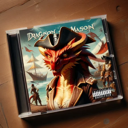 score_9_up,score_8_up,score_7_up,
4lbum4rt, cd case,  Dragonborn, female furry dragon, tail, pirate costume, red scaly skin, scaly cleavage, pirate hat, eyepatch, scars, english text,