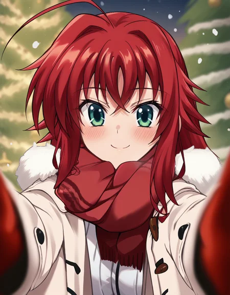 score_9, score_8_up, score_7_up, source_anime, <lora:rias-gremory-ponyxl-lora-nochekaiser:1>, rias gremory, huge ahoge, long hair, hair between eyes, green eyes, red hair, large breasts, <lora:pov-cheek-warming-ponyxl-lora-nochekaiser:1>, pov cheek warming, pov cheek warming (meme), winter gloves, duffel coat, fur-trimmed scarf, winter clothes, red mittens, meme, winter coat, red scarf, fur-trimmed coat, reaching towards viewer, reaching, mittens, fur-trimmed hood, white coat, open coat, scarf, coat, red gloves, snowing, pov, fur trim, depth of field, smile, blush,, christmas, christmas tree, christmas lights,,