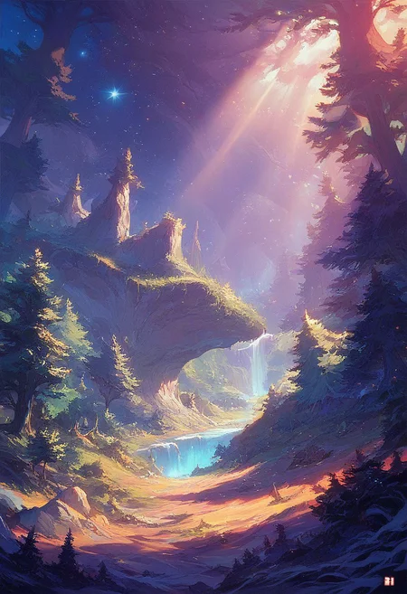 score_9, score_8_up, score_7_up,
space_backround,
pine forest, stream, old stone bridge, early morning,
galaxy
beautiful composition, god rays
