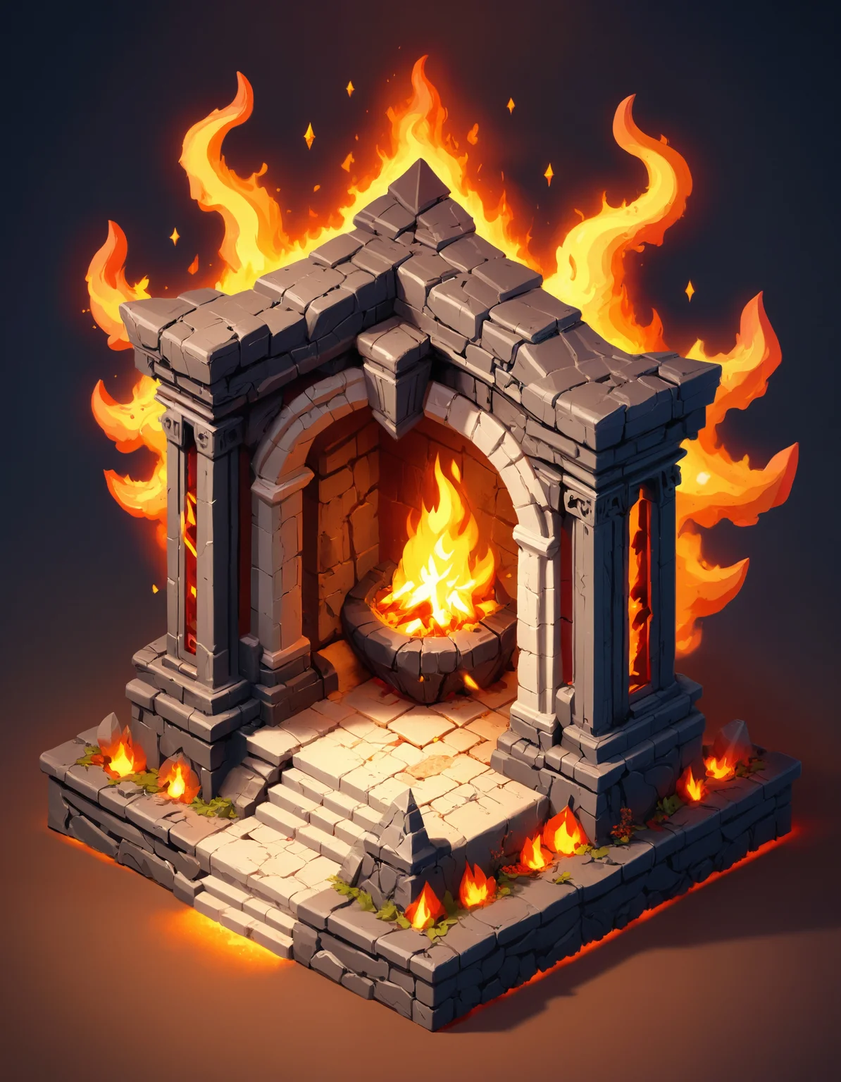 a fiery portal to hell, diablo, isometric, zavy-ctsmtrc, art,