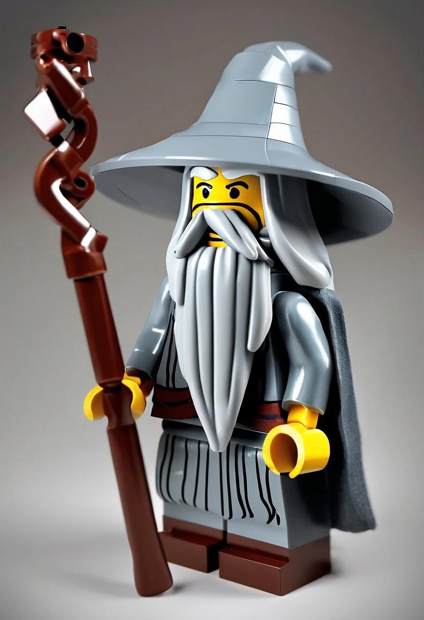 novuschroma53 style a handmade, cartoon, statue of a lego gandalf, full body, isometric, top down, game asset, handmade, game icon, cartoon
