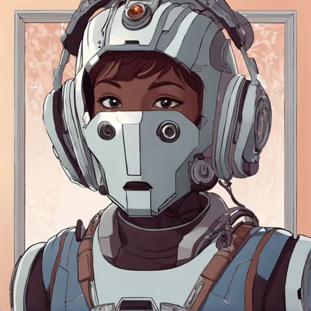 A frame from the show Doctor Who featuring a cyberman Lofi girl <lora:SDXL-LofiGirl-Lora:1>, Very detailed, clean, high quality, sharp image