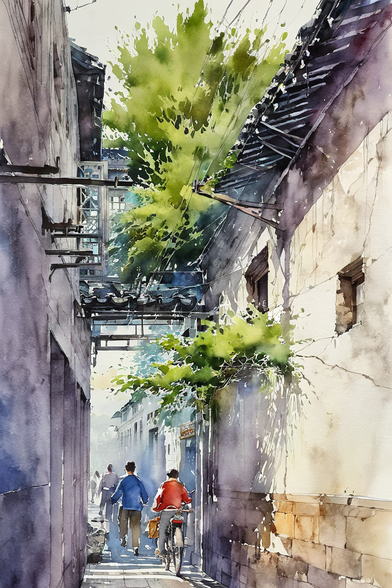 thomas schaller watercolor style works,overlooking the buildings on both sides of the river in the ancient city of suzhou,wooden doors and windows,brick wall,vine plant,stone bridge,fishing boat,the stone steps by the river,wharf,objects,lotus,small trees,by Michael William Kaluta and Rodney Matthews. Dynamic illustration composition. Watercolor with ink embellishment,rich details,excellent quality,deep colors,perfect composition. Intricate details. Minimalist background with beautiful lines. Ink embellishment,delicate watercolor wet wash,bright color reflections,soft colors,wet and dry watercolor,pen and light color style,<lora:Suzhou alley architecture:0.7>,suzhou,<lora:é¢ç¬ç»é£æ ¼_sdxl:0.9>,Pen and light color style,morning,fog,<lora:Watercolor _sdxl:1.2>, Watercolor style,