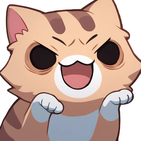 score_9, score_8_up, score_7_up, source_anime, simple background, white background, animal focus, solo, nekoemoji, cat, evil laugh, solid circle eyes <lora:discord_nekonekonekone_ponyXL:1>