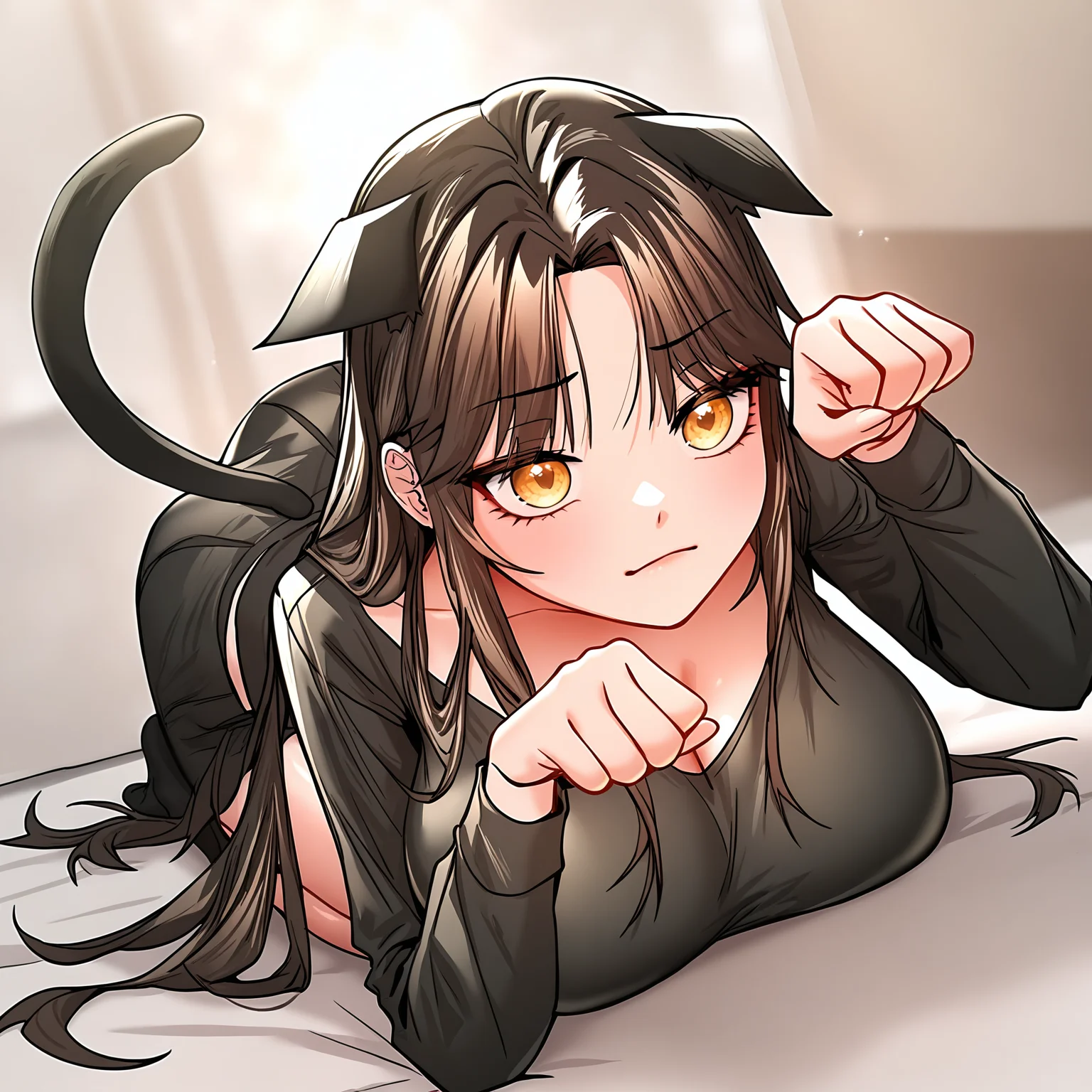 masterpiece,best quality,newest,absurdres,highres,<lora:noobai_ep11_stabilizer_v0.138_fp16:1>,<lora:Im Iyu:1>,im iyu,brown hair,paw pose,full body,