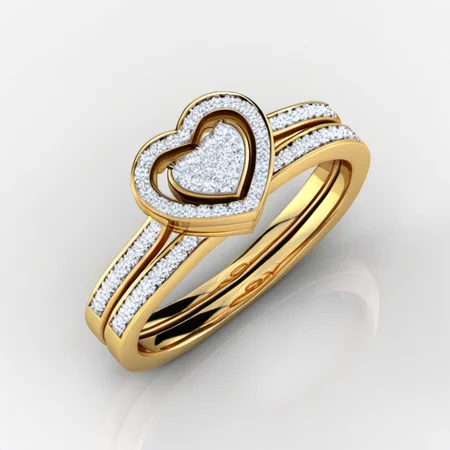ring, heart shape white crystals on top, golden,reflection<lora:diamond:1>