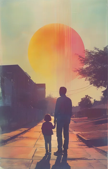 masterpiece,best quality,<lora:tbh252-sdxl:0.9>,illustration,style of Solargram portrait of family