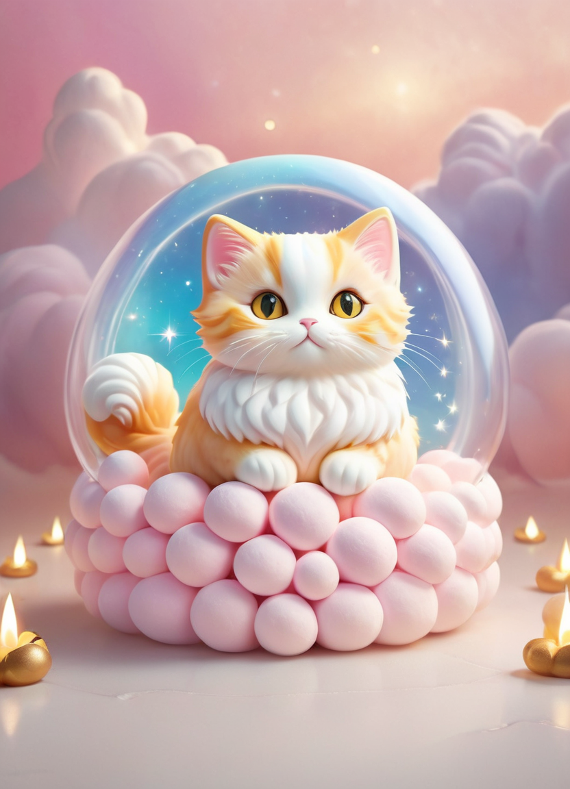 ethereal fantasy concept art of  Marshmallow, cat, animal focus, too many, :3, looking at viewer, pink background, whiskers, yellow eyes, elegant, highly detailed, professional composition, colorful, limited, cool, shiny, sublime, extremely beautiful, enhanced, intricate, amazing, symmetry, illuminated, incredible, epic, great artistic, pure, fine detail, best, perfect, awesome
 <lora:MarshmallowXL:1>, , <lora:FILM_PHOTOGRAPHY_STYLE:0.25> . magnificent, celestial, ethereal, painterly, epic, majestic, magical, fantasy art, cover art, dreamy