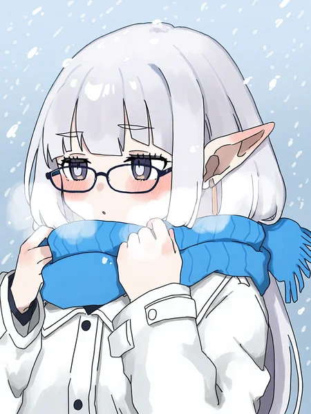 <lora:zzz3d_vpred:0.8>,
nknk.ngrms2525, <lora:ã¬ãã¬ãã«ãããã_Style_for_Noobai:0.8>,
1girl,solo,fern (sousou no frieren),blush,adjusting scarf,snow,snowing,breath,white jacket,blue scarf,,black-framed eyewear,bespectacled