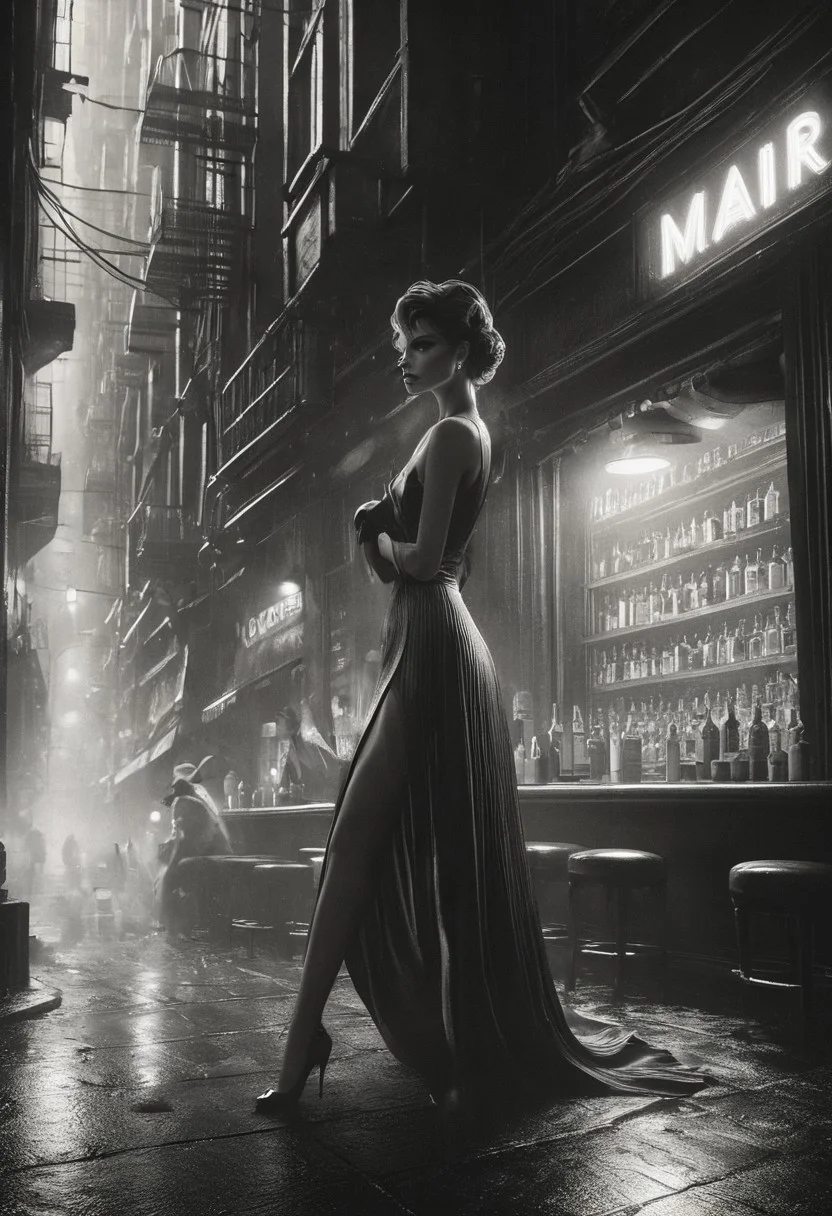 score_9, score_8_up, score_7_up, score_6_up, mad-sincity, noir, monochrome, very aesthetic, masterpiece, best quality, highres, absurdres, cinematic lighting, dynamic angle, detailed, intricate details, perfection,
BREAK,
2girls, ((duo)), 24yo, beautiful face, full lips, long hair, medium breasts, nightclub, being hugged, hugged from behind,
BREAK,
short skirt, crop top, waitress, sweater
in a crowded bar, people in the background,