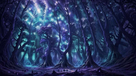 ethereal deciduous forest, trees made of smoke curls and purple nebulas, tree branches in the style of incredible tree branches photography and lightning, trees made of magic glowing pillars [hermetic stunning digital artwork:stunning artstation background:stunning photography:4,3,2:mean], forest made of space art nebulas and void and shadows and eyes, [haunting|eerie|enchanting|beautiful|stunning|magical|dream] forest stunning [digital artwork|photography], trees with bark made of glowing crystal and rococo panels and magic circle fantasy stunning [digital|hermetic|occult] artwork, [<lora:pytorch_lora_weights:0.8>|<lora:sd_1_5_dpo_lora_v1-128dim:0.8>], ethereal forest and sparkling fog made of magic effect, fireflies and motes and stars and smoke curls intricate elaborate stunning, intricate elaborate pillars of crystal in the style of trees, forest in the [background|foreground], fantasy treehouse treetop village made of ice and crystal and glowing crystal fantasy magic and shimmering illumination and plasma, witch's wood stunning artwork, the haunted wood stunning artwork, [hd:4k:high resolution:8k:stunning photography:extremely detailed CG unity 8k wallpaper:best quality:extremely detailed:ultra-detailed::mean]:3, stunning space art in the [black|columns|trees|pillars|darkness|shadows|ground|leaves|background], purple and electric blue and glowing blue and glowing purple and crystalline shimmer and iridescent, stunning artwork in the style of art nouveau and hyperrealism and stunning watercolor and photography and impressionism, twilight analogous colorful intricate elaborate stunning artwork, <lora:ArtfullyFantastic:0.2>, (masterpiece), official art, perfect lighting, (no human:2), landscapes, rocks, trees, nighttime, midnight, starry sky, sparkles, reflection, misty of forest, <lora:impasto_lion_def_bs4_:0.5>, <lora:nighcore:0.4> night sky, sky, forest, <lora:FantasyForest:0.3>, <lora:BrianFroudStyleV1:0.3>, <lora:S1-Ori-ArtStyle_DreamLike-000008:0.5> ori and the will of the wisps, ori and the blind forest, outdoors, spirit tree, ori, <lora:ginko:0.2> ginko_soul3142, outdoors, sunlight, nature, <lora:fantasy00d:0.4> fantasy00d