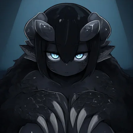 year 2024, explicit, highres, masterpiece, score 9, score 8 up, score 7 up, EasyNegative v2,
\(best quality:1.1\),ultra-detailed, high resolution, super detailed skin, beautiful detailed eyes, nsfw, Brightly Lit, Highly Visible, 8k, sharp focus, beautiful, perfect lighting, beautiful eyes, anatomically correct, anatomically correct face, extremely detailed eyes, smooth edges, beautiful face, symmetrical eyes, symmetrical face, \(expressionless:1.3\), \(half-closed eyes:0.9\), 1girl, monster girl, cute girl, dragon girl, horns, scales, thick horns, full scale, black skin, blue eyes, chubby, slut body, fat, claws, fluffy, black hair, gigantic claws, white claws, darken cave, sit, from bellow, big eyes, \(solo focus:1.5\),
\(looking at viewer:1.2\),, embedding:safe pos