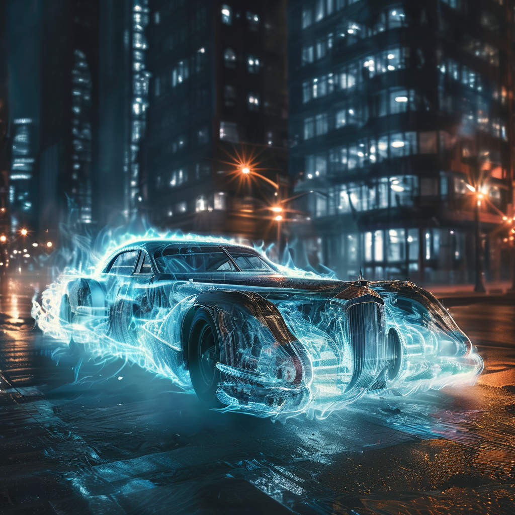 blgas modern ghost car in the big city, very detailed, cinematic, darkness <lora:blgas:1>