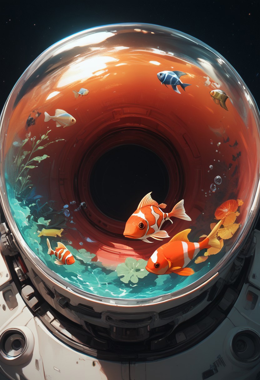 easynegative, source_anime, zPDXL2, extremely detailed, score_9, score_8_up, score_7_up, score_6_up, object_head, h3ad, <lora:Insert_Head_Here:1> fishbowl, goldfish, deep space background, close up