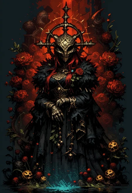 score_9, score_8_up, score_7_up, yamer_pixel_fusion, pixel art, leper portrait, classic art, hyper-detailed, d3p1x3l, pixel art
