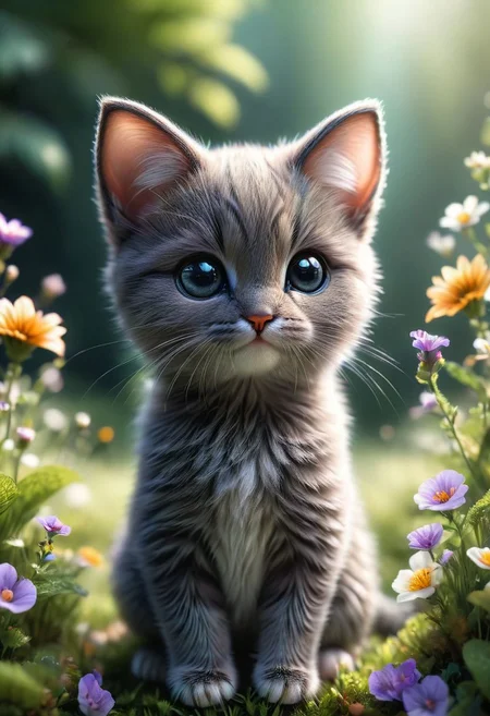 (((videogame_style))), (sharp focus:1.2), lineart, flat color, monochrome, greyscale, depth of field, bokeh, 8k, OLED,a baby cat is hugging a baby mouse, super cute,, on a flower meadow at sunrise, lluminated by the ethereal glow of studio lightning, the light is reflecting shadows on the cute animals, for the viewer, they appears alive, as if a glimpse of itheir inner sparkle is possible, sunrise, peacful and grateful atmosphere, painted hearts, magical atmosphere, close up, (((cuteness overload)))