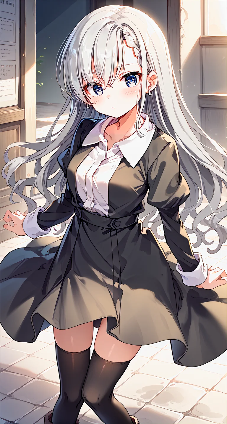 score_9,score_8_up,score_7_up,
official art,official style,game cg,megami magazine,
uncensored,
1girl,
hskwhyt school,hisakawa hayate,
bangs,black dress,black skirt,black thighhighs,blue eyes,
blush,braid,braided bangs,brown footwear,collared shirt,
dress,dress shirt,earrings,eyebrows visible through hair,grey hair,
hair between eyes,jewelry,juliet sleeves,long hair,long sleeves,
puffy sleeves,shirt,very long hair,wavy hair,white shirt,
standing,
<lora:idolmaster_hisakawa_hayate_pony_v1:1>,