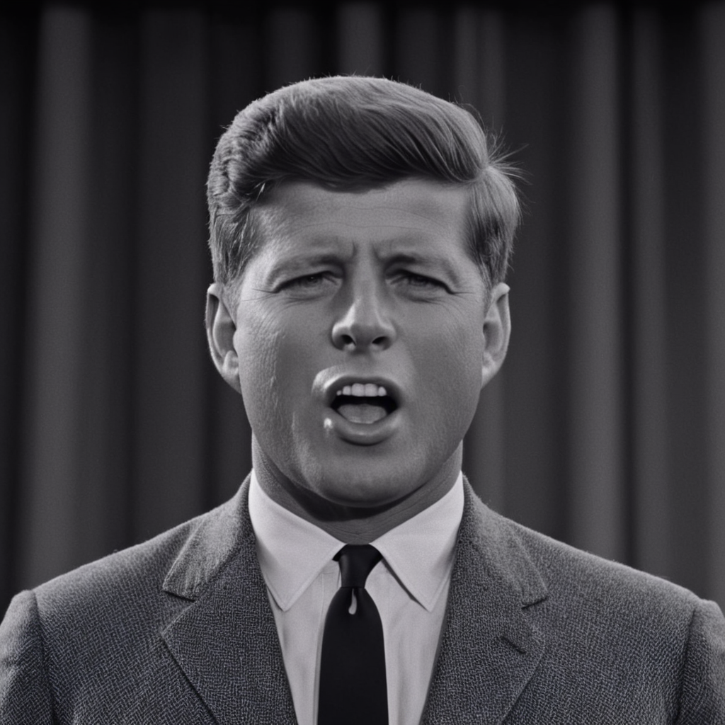 cinematic film still of  <lora:1960's style:1>
In the 1960's john f kennedy a man in a suit and tie speaking into a microphone,open mouth,shirt,1boy,monochrome,greyscale,male focus,necktie,collared shirt,blurry,formal,suit ,realistic,realism, detailed, perfection,perfect,filmic,retro,vintage,classic,different haircut,different look,different style,1960's style , 1960 style, shallow depth of field, vignette, highly detailed, high budget, bokeh, cinemascope, moody, epic, gorgeous, film grain, grainy
