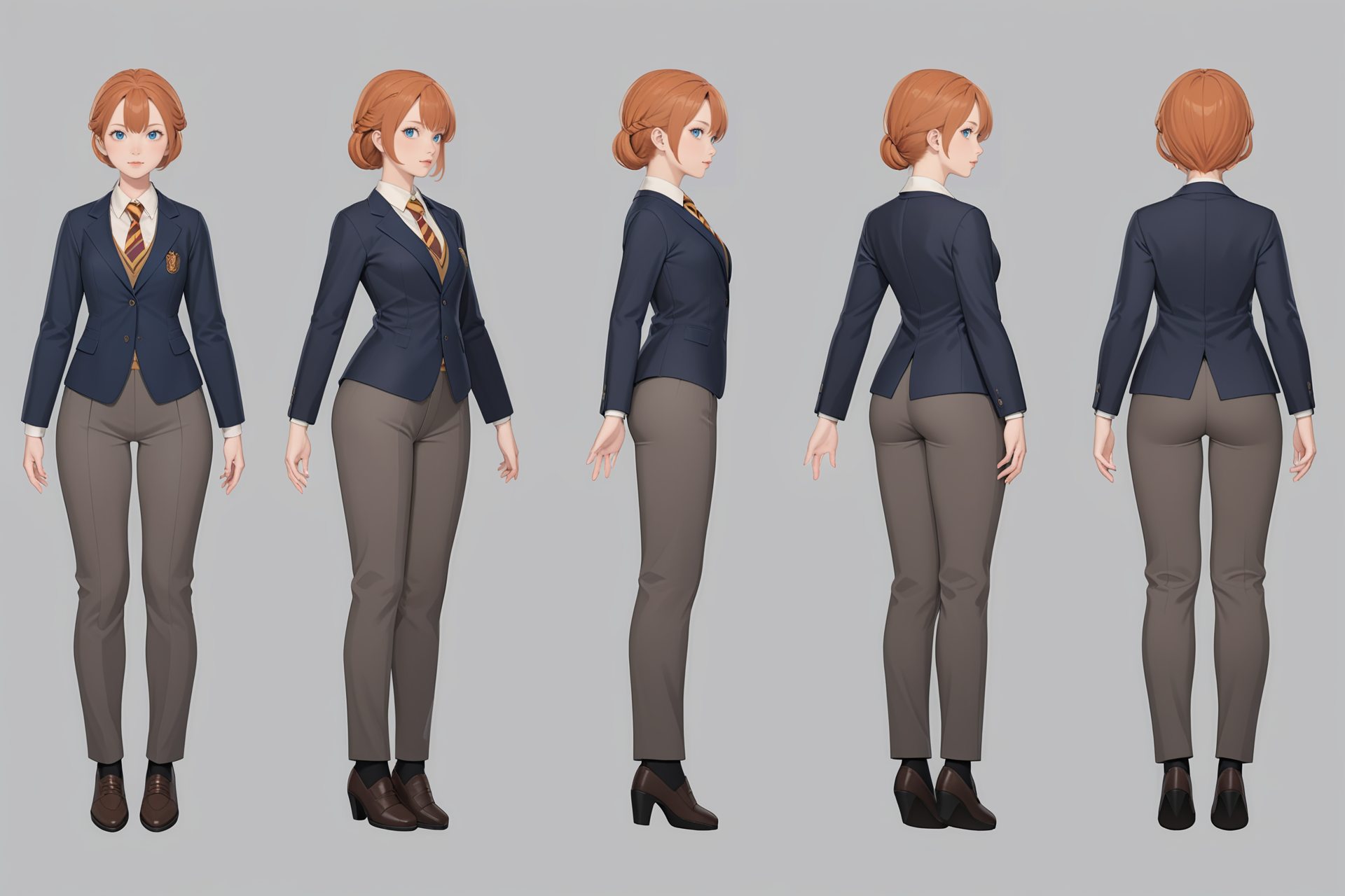 (GENERAL:0), 1girl, masterpiece, best quality, very aesthetic, absurdres, solo, standing,
(VIEWS:0),  full body character turnaround of 1girl,
Multiple views of the same character in the same outfit,  simple background, white background, multiple views, side view, back view, front view,
(hairLength:0), very short hair, 
(hairTexture:0), blunt ends,
(hairstyles:0), Slicked-back hairstyle,
(haircolor:0), platinum blone hair,
(bodyshape:0), Compact build body,
(ethnic origin:0), Italian,
(skin color:0), Medium Skin,
(eye color:0), blue eyes,
(clothing:0), Contemporary attire with a fitted blazer, wide-leg trousers, and bold accessories, 
(character ref:0), Ginny Weasley From Harry Potter, Small Breasts,
(art style:0), by Baraag
(theme:0), devil  
theme character design,
<lora:ClothTurnXLRemix_v1-000004:.5>
 <lora:ClothTurnXL_v1-000004:0.38> 
<lora:CharTurnXL_v2:0.25>
 <lora:xl_more_art-full_v1:.25>,
 <lora:Alphonse Mucha Style:.1>, Alphonse Mucha Style page
 <lora:å½é£æç»SDXL:.1>