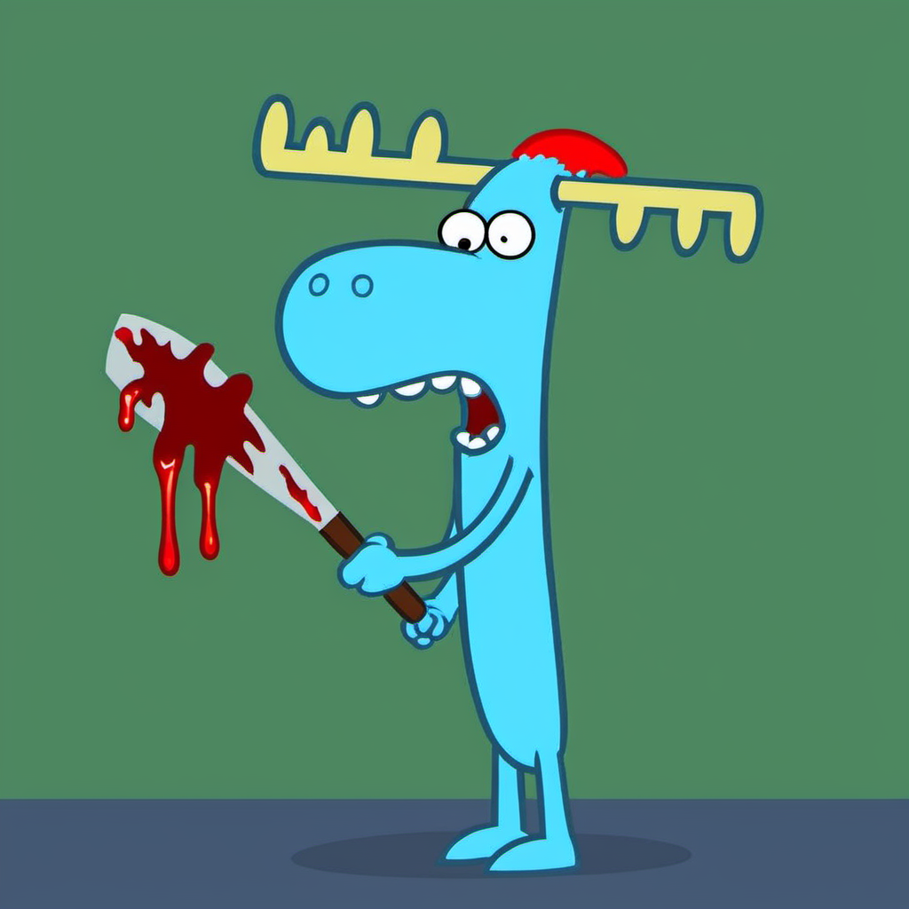 Lumpy1024, a tall  blue cartoon character hold an knife, bleeding <lora:Lumpy1024:0.9>
