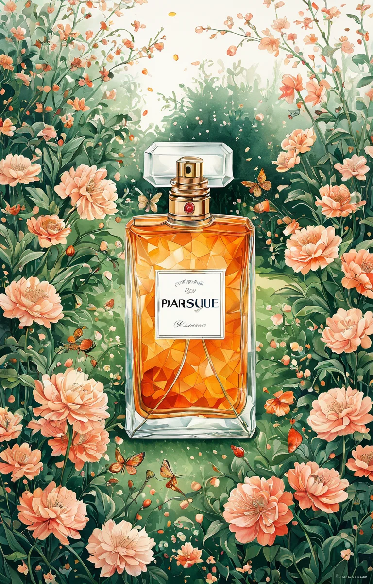masterpiece,best quality,<lora:tbh50-sdxl:0.6>,illustration, A bottle of perfume in garden