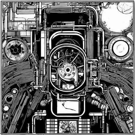 black and white, photorealistic intricately detailed comic book art by award winning line artist, of a steampunk scientist stepping stepping through a magical portal, black and white ink, epic cinematography