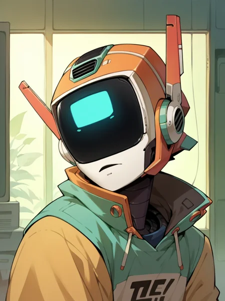 score_9, score_8_up, score_7_up, score_6_up, score_5_up, <lora:FLCLXLP:1> flcl, robot, tv head