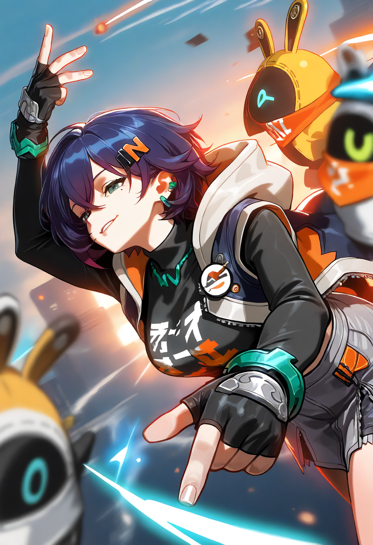 honored, belle \(zenless zone zero\), zenless zone zero, smirk, black gloves, mid air, 
<lora:cfg_scale_boost:0.4>,<lora:nai_noob_new_1536:0.3>, <lora:nyaliaXLNBVP1lokrV6311P:0.2>, <lora:illustriousXL_stabilizer_v1.23:0.35>, <lora:honored:1>, (masterpiece, best quality, newest, highres:1.3), good quality, very aesthetic, absurdres, newest, very awa,