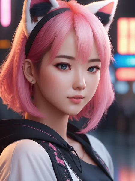 masterpiece, best quality, (1girl), Sam Yang, beautiful detailed eyes, looking at viewer, upper body, pink hair, shy, cat ears, very detailed, high resolution, sharp, sharp image, 4k, 8k,