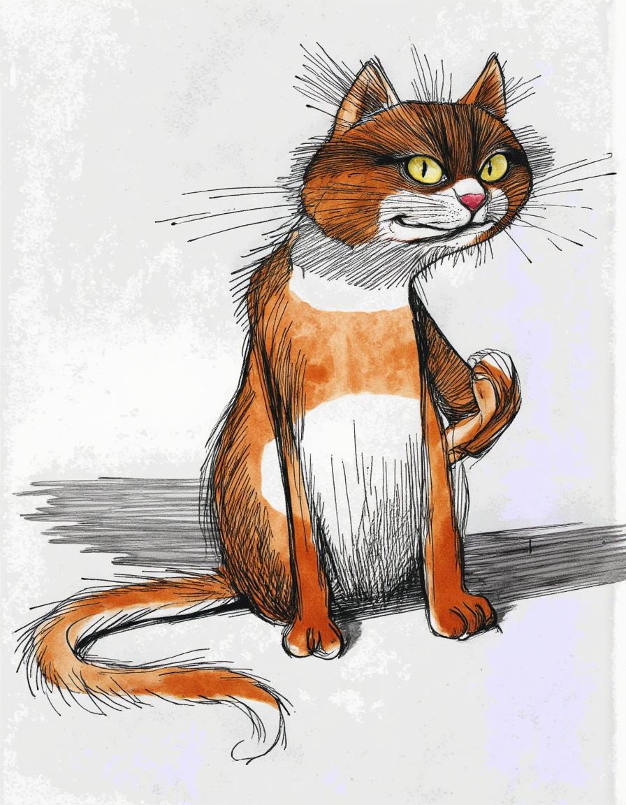 <lora:chizhcats:1>, a clourful drawing of funny cat