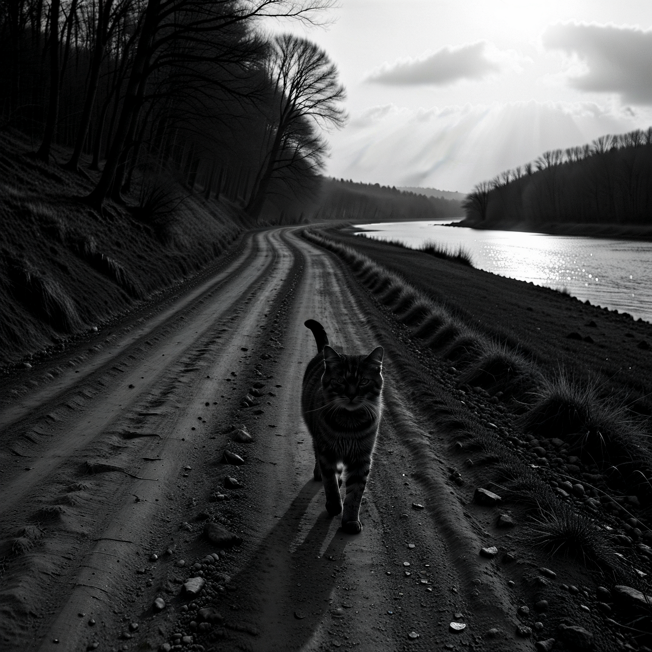 Moody monochrome photo.

The old cat, moving slowly along the dirt path by the river.

<lora:MoodyMono01_CE_XL_200-OT:0.4> mdymnoCE_style