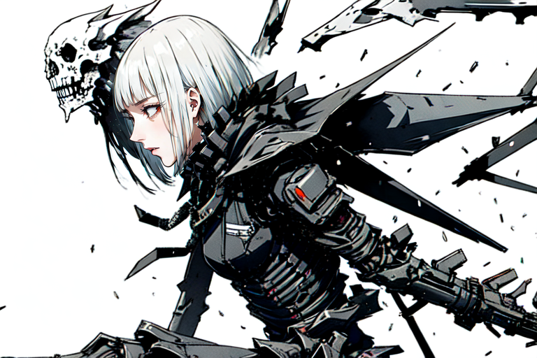 highly insanely detailed, masterpiece, top quality, best quality, highres, 4k, 8k, RAW photo, (very aesthetic, beautiful and aesthetic),  
tsutomu nihei,nihei_tsutomu,blame!,blame gakuen!,abara,TNstyle,sidonia_no_kishi,wire,buildings,star \(sky\),starry sky,toha heavy industries,drainpipe,concrete walls,metal walls,light particles,machinery,dome,bridge,bones,blm,science fiction,open space,futuristic,decrepit,flock,empty,dystopia,destroyed, 
<lora:ABARA:0.8>, 
(1girl:1.3), 
solo focus, 
rural school,(pure white background,transparent background:1.2),âââ
