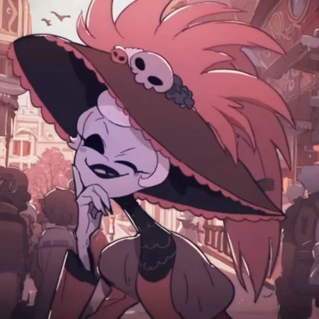 score_9, score_8_up, score_7_up, score_6_up, score_5_up, score_4_up, BREAK, source_anime, score_9, score_9, score_8_up, score_7_up, anime, Rosie, black eyes, hat, looking at you, smile