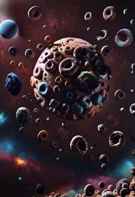 event horizont, d0nu71f13d, made of doughnuts, 0u73r5p4c3, space, planet, nebula, galaxy, asteroid