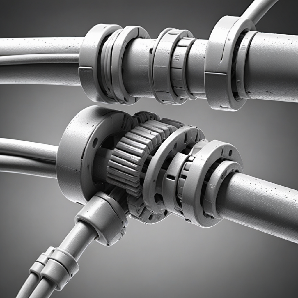 shiny, spot color, mechanical arms, cable, greyscale, gradient, gradient background, food focus, wheel, wire, tube, industrial pipe