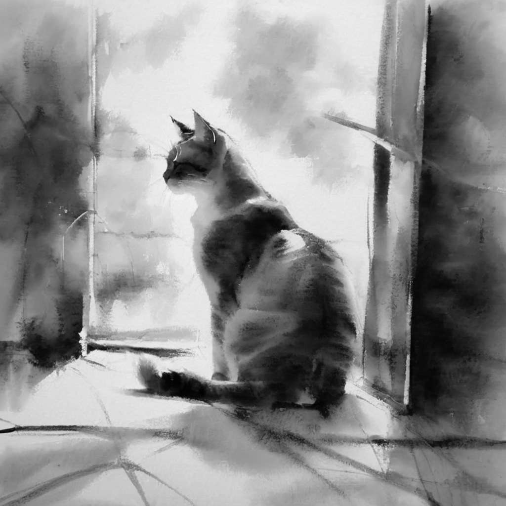 drawix22 cat in room, very detailed<lora:drawix22:1>