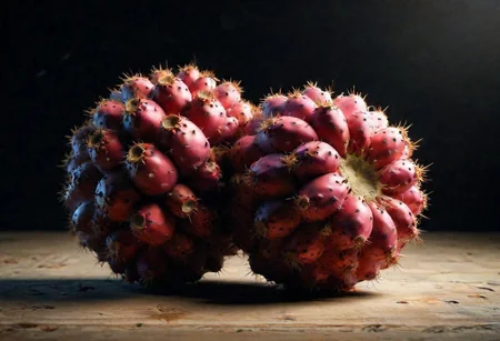 Ripe red pitahaya fruit in harshly lit photo studio., unreal engine 5, 8k, Stable_Yogis_PDXL_Positives
