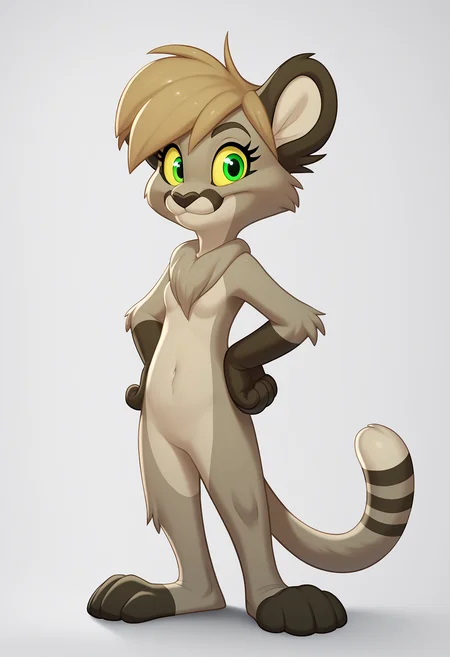 score_9, score_8_up, score_7_up, BREAK,
1girl, cougari, green eyes, colored sclera,
furry,
tail,
full body, standing, hands on hips, solo, looking at viewer, simple background, white background <lora:CougariPDXL_byKonan:1>