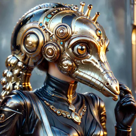 (upper body shot), (kangaroo|giraffe in an intricate black spacesuit with a transparent helmet that covers her face completely, blue cat eyes,
((shooting a RaygunGothicStyleAI that shoots rays in an O shape)), perfect, intricate, :1.1), wearing a super sexy leather ranger outfit, by ZdzisBaw BeksiDski's and H.R. Giger and Stefan Martiniere and Tomer Hanuka, (A giant snail|octopus attacking),  hyper detailed, award winning on artstation.com,(intricate details, masterpiece, best quality:1.4), looking at viewer, dynamic pose, wide angle view, dense fog, Different shades of oxblood red and lemon yellow, embellished with gold decoration, fractal art, in the style of nicola samori, Intense gaze, Bright... ,Model, expression