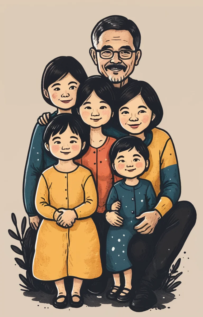 masterpiece,best quality,<lora:tbh10-sdxl:0.9>,illustration, portrait of family