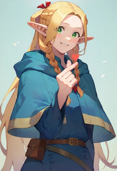 score_9, score_8_up, score_7_up, 1girl finger heart, marcille, blue capelet blue robe belt, french braid twin braids, light smile
<lora:finger_heart_korean_retry_1:1> <lora:falin_marcille_pony_d16:1>