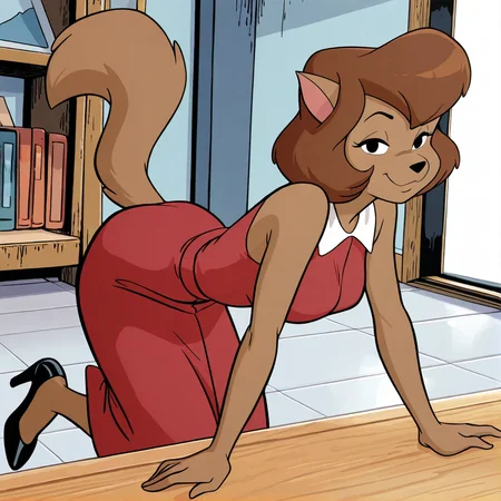 (masterpiece), (best quality), (ultra-detailed), amazing quality, very aesthetic, illustration, perfect composition, intricate details, absurdres, incredibly absurdres,
<lora:Abby_Sinian_illustrious:1>, abbysinian, 1girl, solo, brown fur, body fur, furry female, brown hair, short hair, cat ears, cat girl, breasts, wearing red dress, black eyes, tail, indoors, smile, looking at viewer, black eyes, high heels,