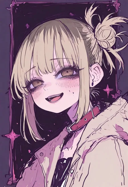1girl, solo, face focus, portrait,

himiko toga, blonde hair, yandere expression,

Flatline, Flat vector illustration, jacket, ma1ma1helmes_b_illu,sketch, artist:moriimee