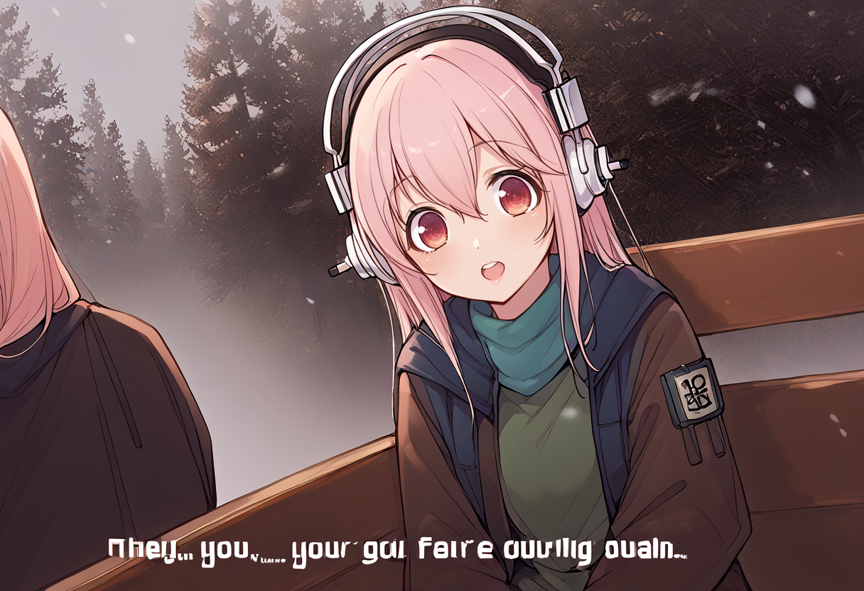 (score_9:0.9),score_8_up,score_7_up,anime style,rating_safe,
BREAK snowing,tree,outdoors,snow,<lora:hey you, you're finally awake ponyXL v3.5:0.8>,hey you - you're finally awake,prisoner clothes,2girls,<lora:PONY_character_super_sonico:1>, super_sonico 
BREAK