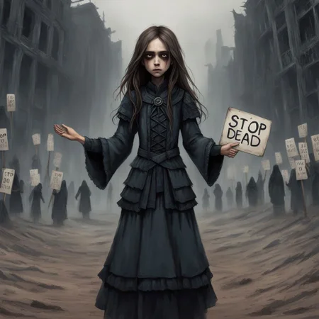 (((Ultra detailed, Megapixel)))
1girl, (((holding out a sign with number "STOP*DEAD*URL"))), by charlie bowater and dan mumford and trevor Brown, hands, terror, gloomy, dark, blank face, no face, wasteland background, no mouth, no eyes, long hair