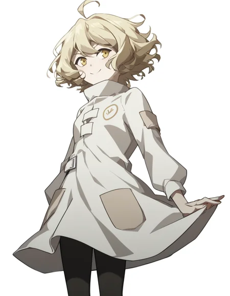 score_9,score_8_up,score_7_up,lamiya, anotherstyle, 1girl, solo, blonde hair, yellow eyes, pantyhose, dress, ahoge, short hair, smile, white background, black pantyhose, simple background,<lora:lamiya_pony:0.75>,<lora:Anime_Screencap:1>,anime screencap,