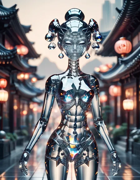 close up, hyper-articulated, nubile ((porcelain)) gynoid, obscured endoskeleton, olmec geisha assassin , thighs, guard patrolling an opulent zen gallery, SNL, tilt-shift effect, bokeh, nighttime, rich shadows, intricately detailed, rim lighting, made of ral-crztlgls <lora:ral-crztlgls-sdxl:1> ral-crztlgls landscape background