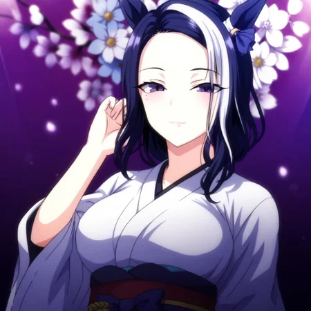 detailed background, shiny skin, posing, rating safe,
rmnsd, horse girl, multicolored hair, streaked hair, ear ornament, mole under eye saimin.il,
saimin, tsubaki,
clothed girl, kimono, 18 years old ,women,solo,1girl